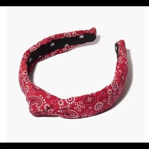 Lele Sadoughi slim red bandana headband